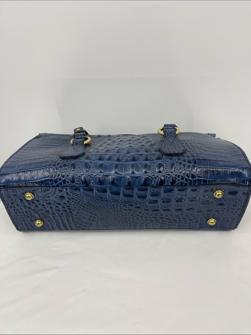 BRAHMIN Blue Croc-Embossed Tote Bag - Designer Style LIKE NEW - Picture 9 of 14